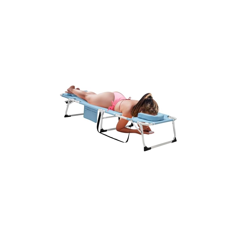 DoCred Chaise Lounge Chair, 5-Position Folding Outdoor Lounge Chair