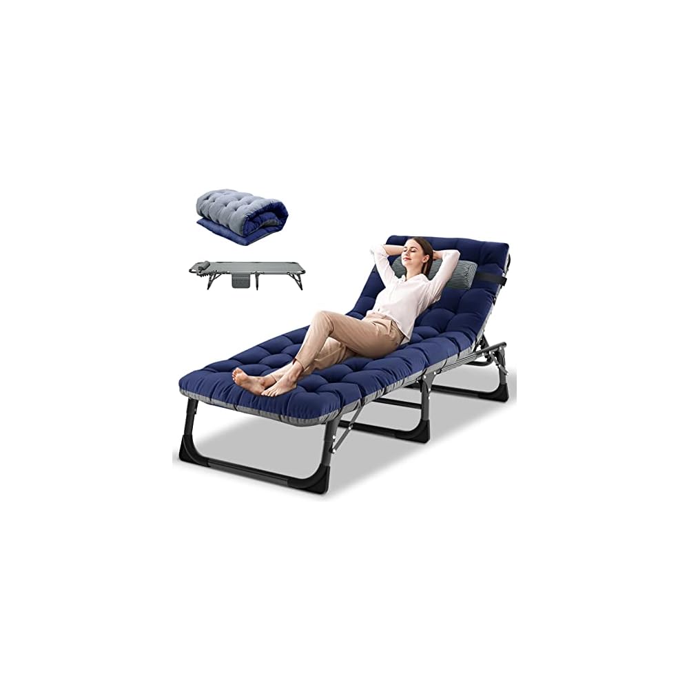 DoCred Chaise Lounge Chair, 5-Position Folding Outdoor Lounge Chair