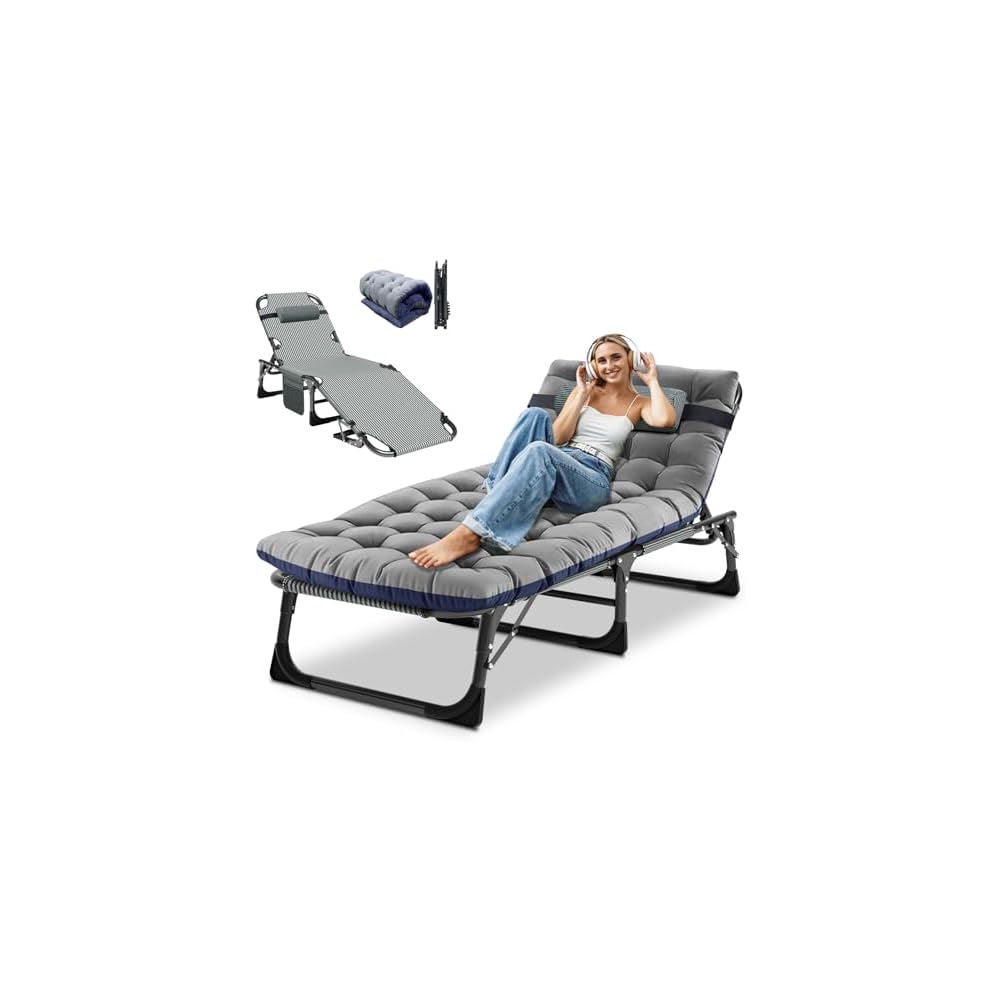 DoCred Chaise Lounge Chair, 5-Position Folding Outdoor Lounge Chair