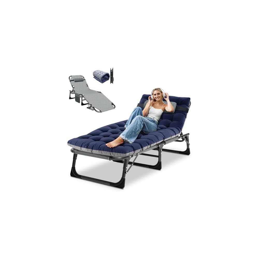 DoCred Chaise Lounge Chair, 5-Position Folding Outdoor Lounge Chair