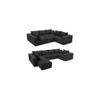 Cloud Couch Sectional, Modular Sofa with Deep Seat, Plush Corduroy U Shaped Boneless Couch, Convertible Sectional Couches for Living Room (Black, 6 Seater & 1 Ottoman)