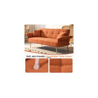 70" Futon Sofa Bed,Teddy Fleece Fabric Couch Bed (Orange)