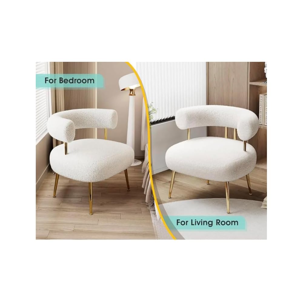 Generic Round Upholstered Barrel Arm Chair for Small Spaces, Fluffy Side Corner Sofa Chair for Living Room, Bedroom, Vanity, Office Sofa (Black)