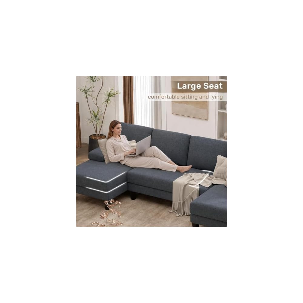 U-Shape Sectional Couch, 110 Inch Modern Modular Sofa