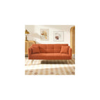 70" Futon Sofa Bed,Teddy Fleece Fabric Couch Bed (Orange)
