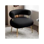 Generic Round Upholstered Barrel Arm Chair for Small Spaces, Fluffy Side Corner Sofa Chair for Living Room, Bedroom, Vanity, Office Sofa (Black)