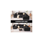 Cloud Couch Sectional, Modular Sofa with Deep Seat, Plush Corduroy U Shaped Boneless Couch, Convertible Sectional Couches for Living Room (Black, 6 Seater & 1 Ottoman)