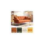 70" Futon Sofa Bed,Teddy Fleece Fabric Couch Bed (Orange)