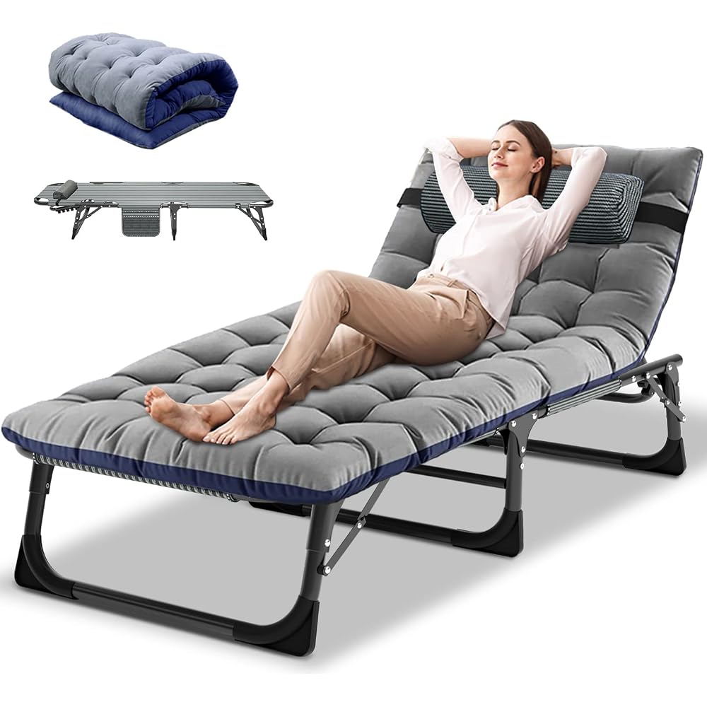 DoCred Chaise Lounge Chair, 5-Position Folding Outdoor Lounge Chair