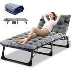 DoCred Chaise Lounge Chair, 5-Position Folding Outdoor Lounge Chair