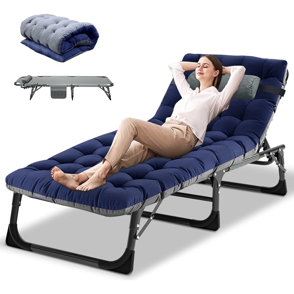 DoCred Chaise Lounge Chair, 5-Position Folding Outdoor Lounge Chair