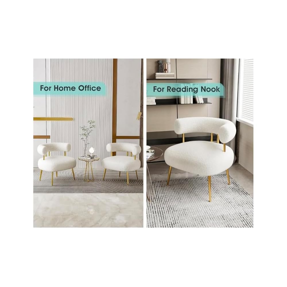 Generic Round Upholstered Barrel Arm Chair for Small Spaces, Fluffy Side Corner Sofa Chair for Living Room, Bedroom, Vanity, Office Sofa (Black)