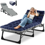 DoCred Chaise Lounge Chair, 5-Position Folding Outdoor Lounge Chair