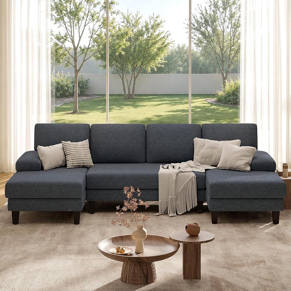 U-Shape Sectional Couch, 110 Inch Modern Modular Sofa